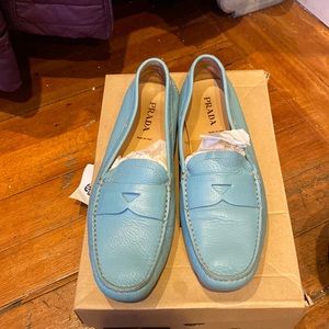 turquoise driving loafers